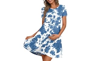 DreamGlee Women's Maternity Summer Short Sleeve Dresses Ruffle Tiered Swing Loose Fit Pregnancy Dress