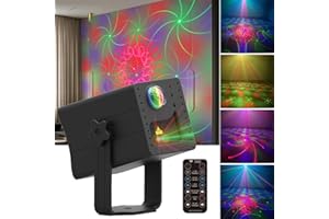 ADDBITCOLOR Portable Rechargeable RGB Laser-LED Light Sound Activated Projector for DJ Disco Stage Party Xmas Pub KTV Dance Mood Birthday Wedding in-Car Travel Show Home Camp Trip (RGB LED & RG Patterns Laser)