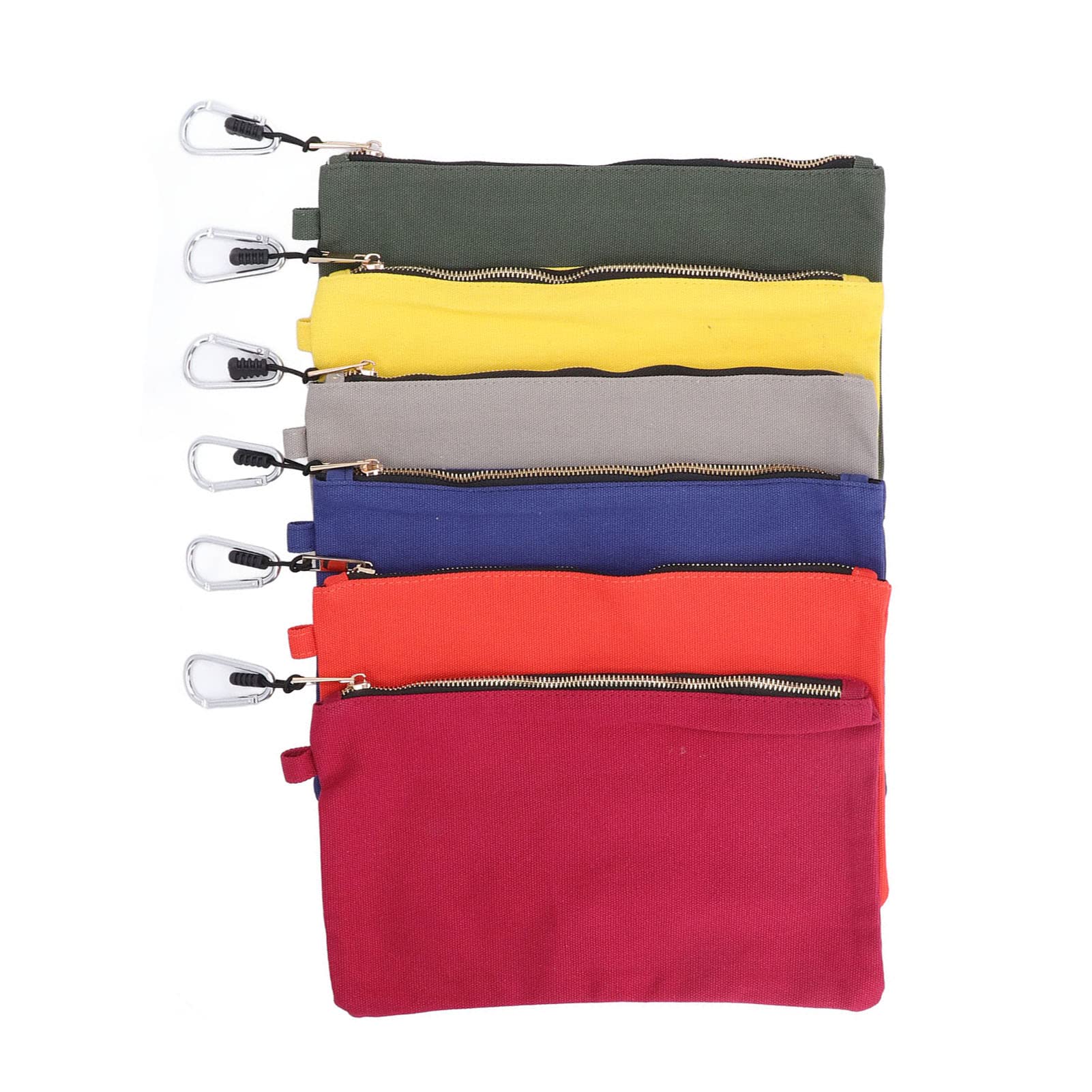 6Pcs Canvas Tool Pouch, Zipper Small Tool Pouch Bag, Heavy Duty Utility Canvas Pouch Set with Carabiner Multipurpose Organizer