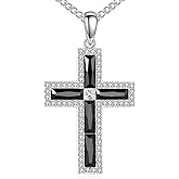 Hancock Cross Necklace Sterling Silver Cubic Zirconia Cross Pendant Religious Jewelry Gifts for Women Men