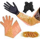 30 Pair Field Dressing Deer Gutting Kit, Including Long Hunting Cleaning Gloves & Black Short Field Dressing Gloves with 30pc