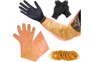 30 Pair Field Dressing Deer Gutting Kit, Including Long Hunting Cleaning Gloves & Black Short Field Dressing Gloves with 30pc