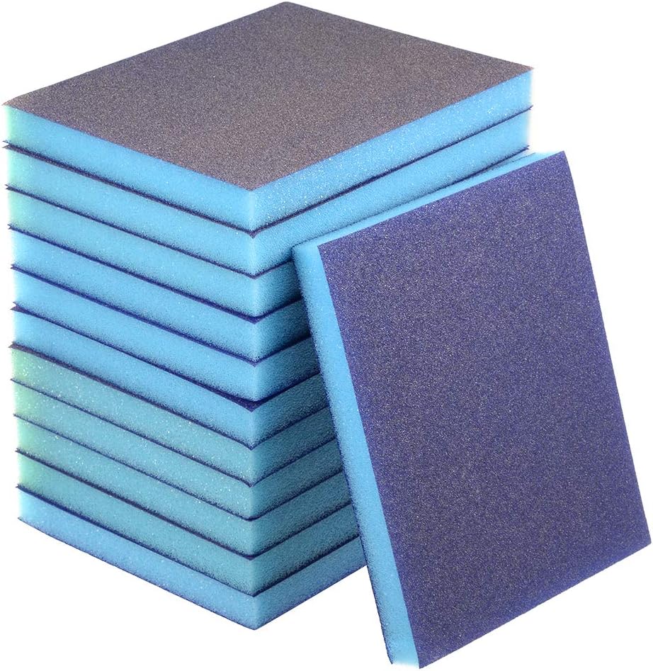 sourcing map Sanding Sponge Sanding Block 120-Grits Medium Grit Sand Block Pad for Kitchen Metal/Drywall/Wood Purple 12pcs