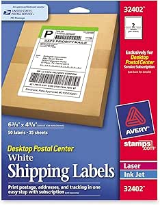 Amazon.com : Avery Stamps.com Desktop Postal Center: White Shipping Labels, 6.75 inches x 4.25 ...