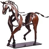 SunBlogs Art Handmade Metal Horse Statue, Hand-Painted Horse D&eacute;cor (Brown) | Unique Horse Sculpture, Horse Art, Equestrian Decor, Vintage Decor for Home &amp; Office, Horse Lover Gifts for Women