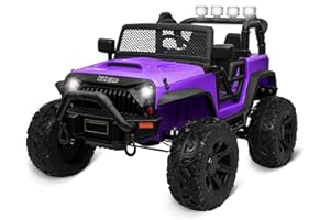 Kidzone 24V Kids Ride On Truck 2 Seater Battery Powered Electric Vehicle Toy Large Car with Parent Remote Control, Double Doors, Safety Belt, LED Lights, MP3 Music, DIY License Plate - Purple