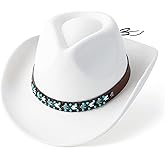 Gossifan Western Cowboy & Cowgirl Hat Felt Wide Brim Women Men Fedora Hats