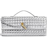 Jumping Deer Woven Clutch Purses for Women, Formal Satchel Leather Evening Bag Shoulder Handbag
