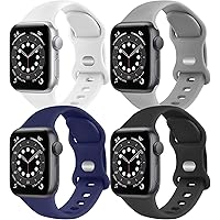 [4 Pack] Silicone Bands Compatible with Apple Watch Band Series 6 5 4 3 2 1 & iWatch SE for Women Men, Soft Sport Strap…