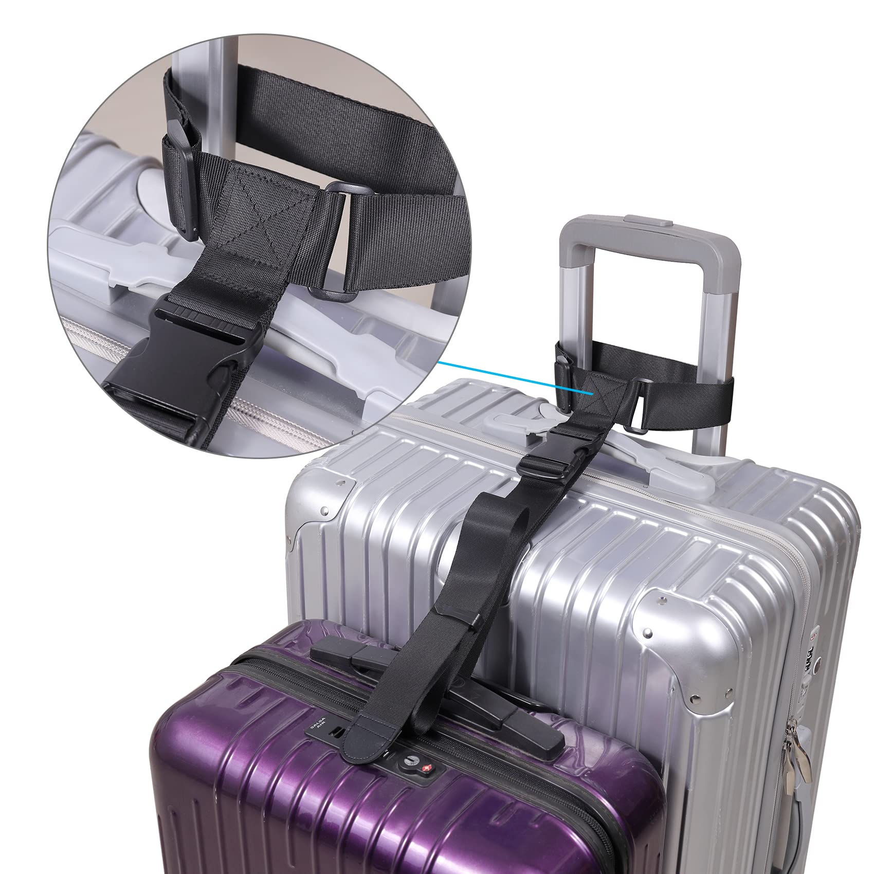 Vigorport Luggage Connector Straps, Add a Bag Suitcase Strap Belt, Luggage Clip Link, Multi Adjustable 1.5
