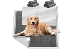 HIDOGGYLD Dog Pee Pads Extra Large 28" x 34", 30 Count, Activated Carbon Charcoal Puppy Pads XL, Potty Pads for Dogs with Adhesive Sticky Tape, Disposable Training Bed Pads for Pets, Doggies, Cats