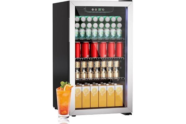 DollarDash Compact 105 Can/3.0 Cu.Ft Mini Fridge For Soda, Beer Or Wine, Portable Small Beverage Refrigerator Cooler With Digital Display&Removable Shelves &Reversible Glass Door For Office, Dorm, Bar