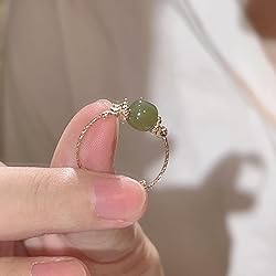Natural Hetian Jade Ring Green Oval Jade Ring in