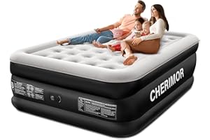 CHERIMOR Matelas gonflable pour grand lit avec pompe intégrée, confort surélevé de 45,7 cm, test d'étanchéité de 48 heures, d