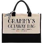 Cotton Canvas Tote Bag for Grammy's Getaway - Shoulder Beach & Reusable Shopping Bag - Women's Gift for Grandma