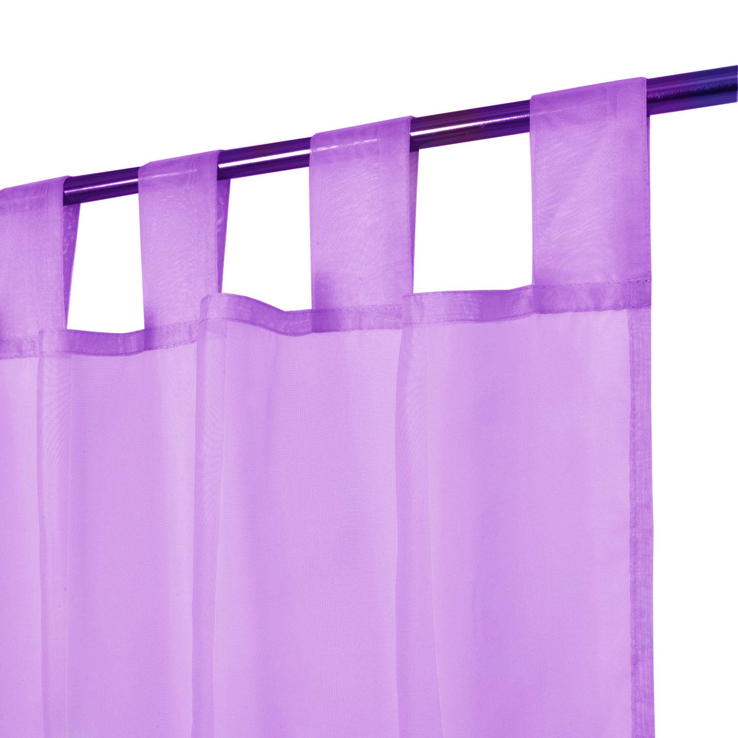 Megachest lucy Woven Voile Tab Top Curtain 2 Panels with ties (28 colors) with tie backs (Lavender, 56" wideX118 drop(W142cmXH300cm))