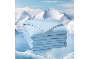 Vamcheer Cooling Comforter King Size - Q-Max 0.45 Double Sided Cooling Blanket for Hot Sleepers & Night Sweats, Lightweight Cold Bedding Comforter for All Season, Soft & Breathable, Blue 108"x90"