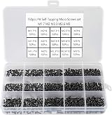 FandWay 750Pcs Small Self Tapping Screws Set M1.7 M2 M2.3 M2.6 M3 Black view 8