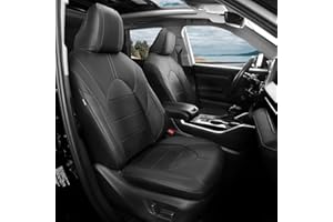 FEINEPRO Car Seat Covers Customized for Toyota Highlander 2020-2025 8 Seater Full Set Faux Leather Car Seat Cushion - 3-Row Second Row 40/60 Split Bench - Black