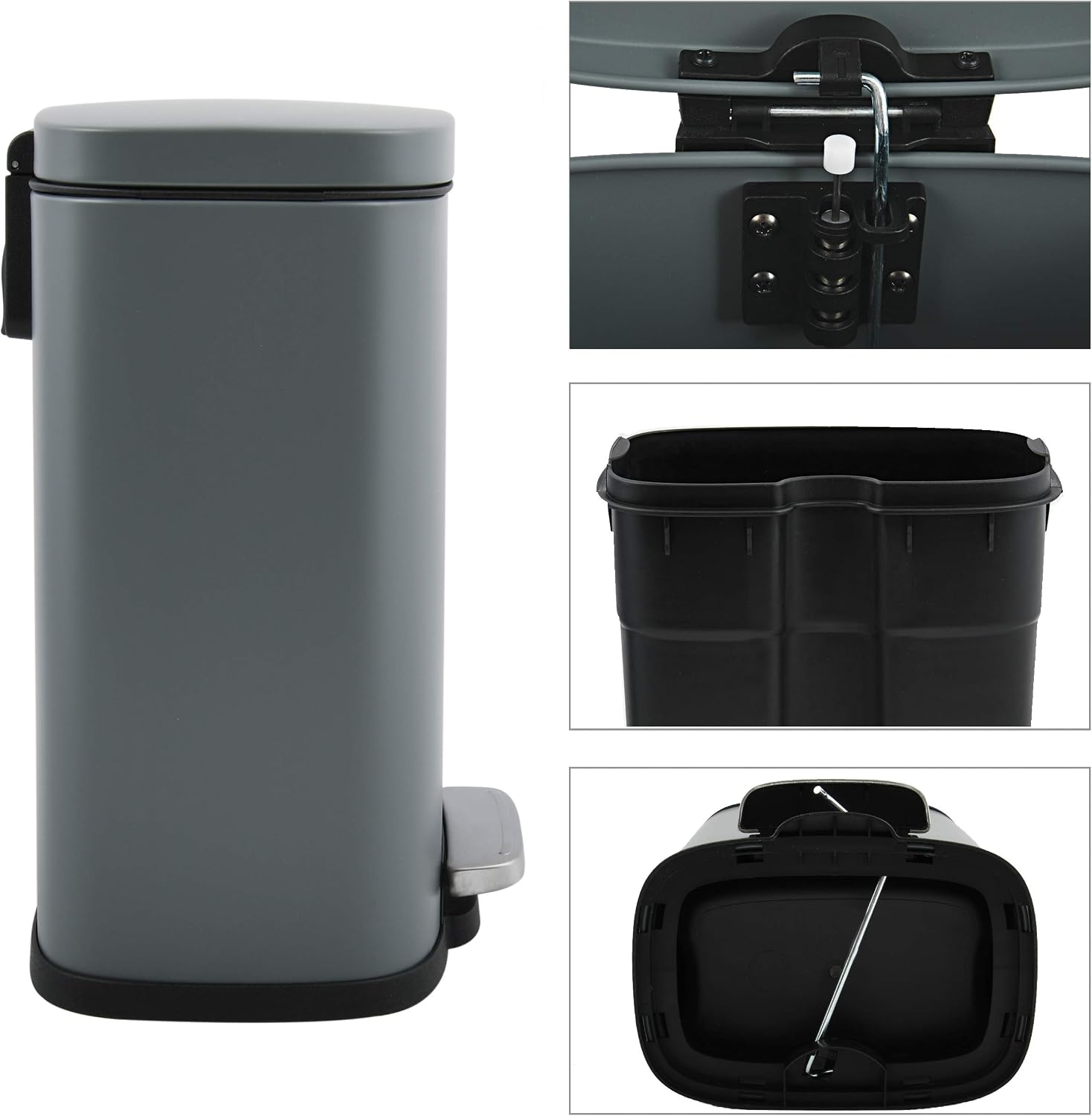 Spirella Akira Collection Pedal Bin, 21.4 x 17.6 x 30 cm, 5 Litres, Steel, Green, 21,4x17,6x30 cm (5 Litros) - Image 5