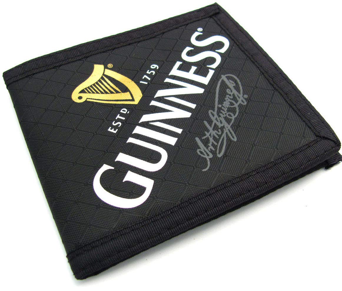 Guinness Casual Wallet - Signature, Black, Bi-Fold, 8 Card Slots, Currency Section, Metal Logo, Unisex-Adults