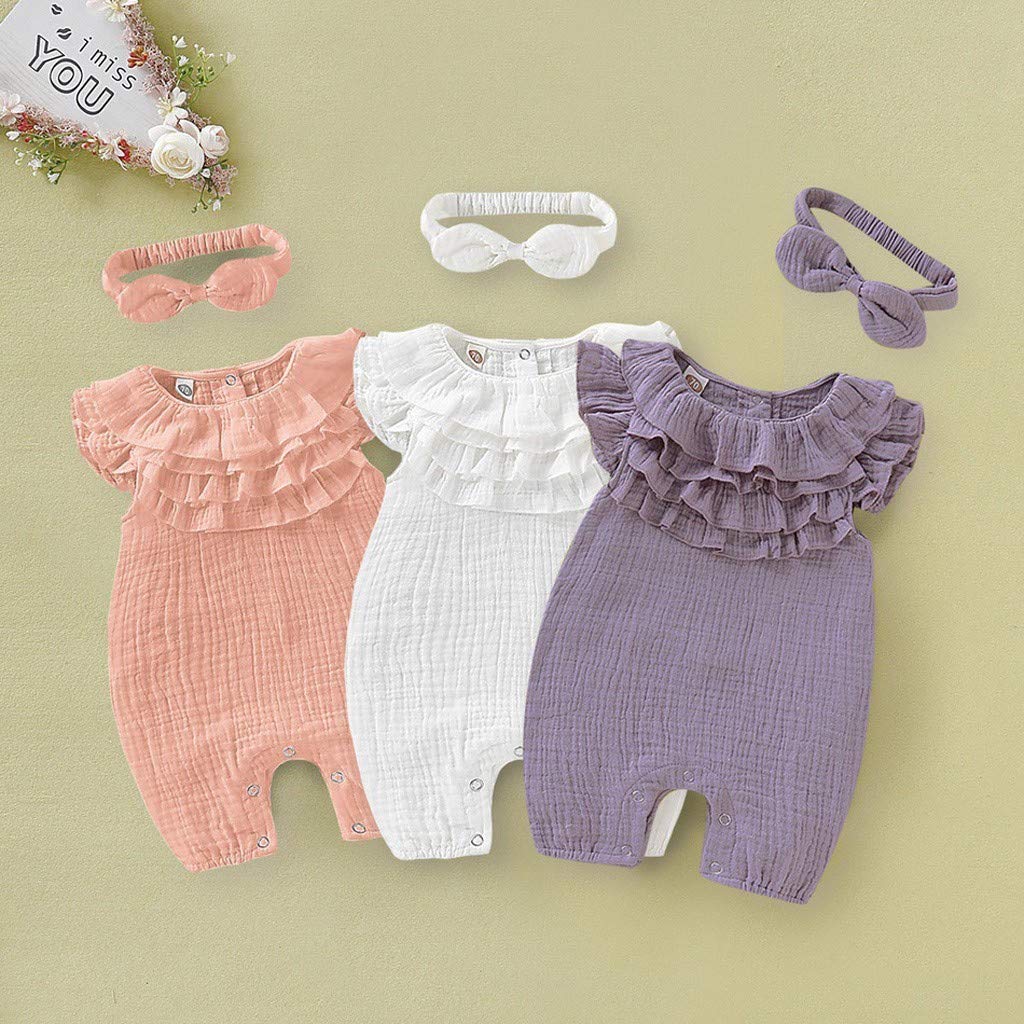 Zzbo 2 Pcs Body Bebe Fille Naissance Combinaison Pyjama Bebe Fille 0 18 Mois Ete Vetements Bebe Fille Pas Cher Barboteuse Bebe Fille Sans Manches Combi Short Bandeaux Pour Bebe F Bodys Et