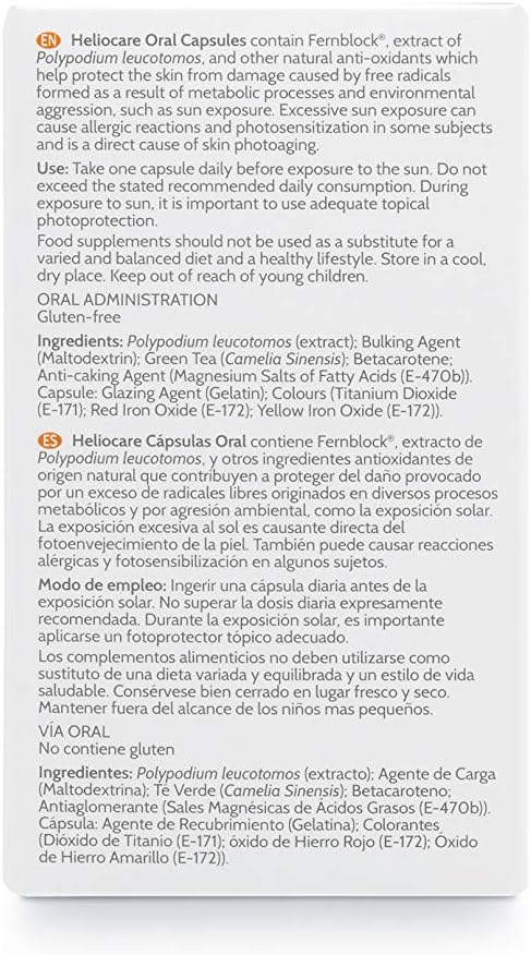 Heliocare Oral Capsules (60 Capsules) Sun Protection Supplements, Black/White, 60 count (Pack of 1) - Image 3