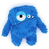 HUGEME Monster Stuffed Squeaky Dog Toy, Crinkle Dog Plush Toy, Blue | Soft Lightweight Toy for Fetch and Chew, Interactive Outdoor Indoor Play for Tug, Birthday Gift, For Puppy Small Medium Dog