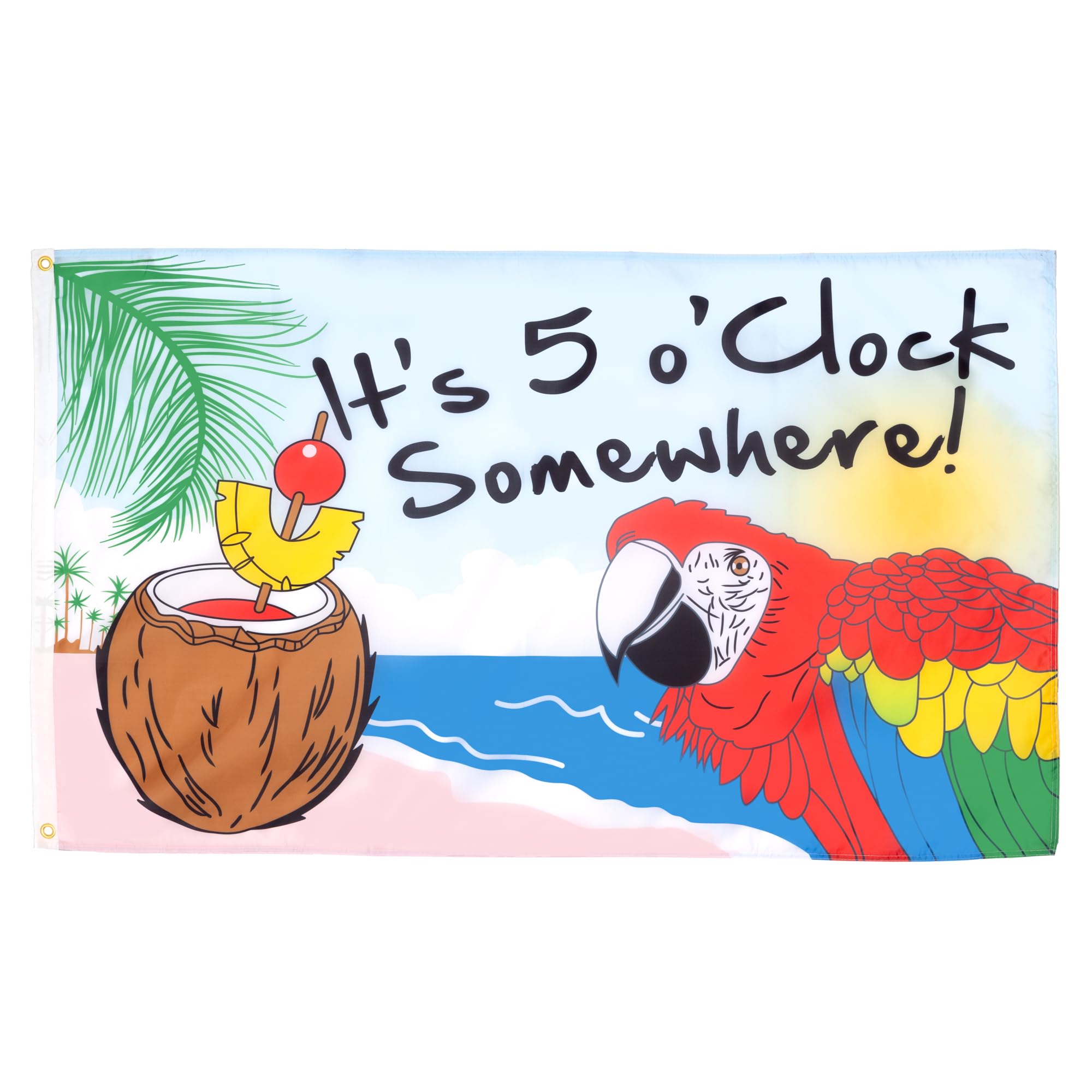 AZ FLAG - It'S 5 O'Clock Somewhere Flag - 2x3 Ft - 100D Polyester Five O'Clock Banner with Two Metal Grommets - Fade Resistant - Vivid Colors - 2' x 3' Feet - 90x60 Cm