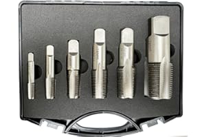 YAMESH NPT Pipe Tap Set 6-Piece NPT Pipe Tap Repair Kit, Carbon Steel, Essential Sizes 1/8" to 1" for Thread Maintenance