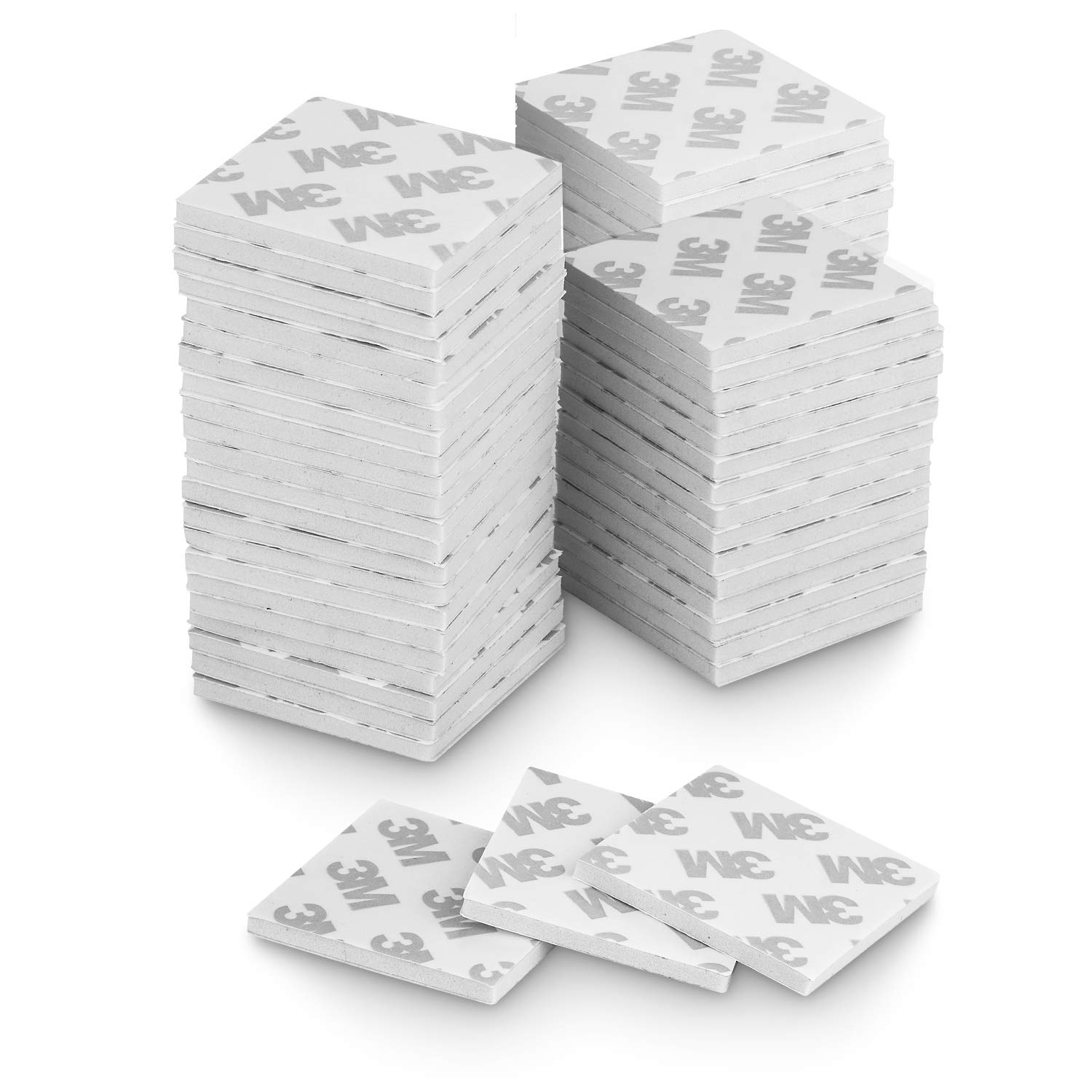 ASelected 100 Pieces Double Sided Sticky Pads Square Super Strong Foam Self Adhesive Pad Heavy Duty Mounting Sticker Tape for Wall, Glasses, Metals, Plastics- White