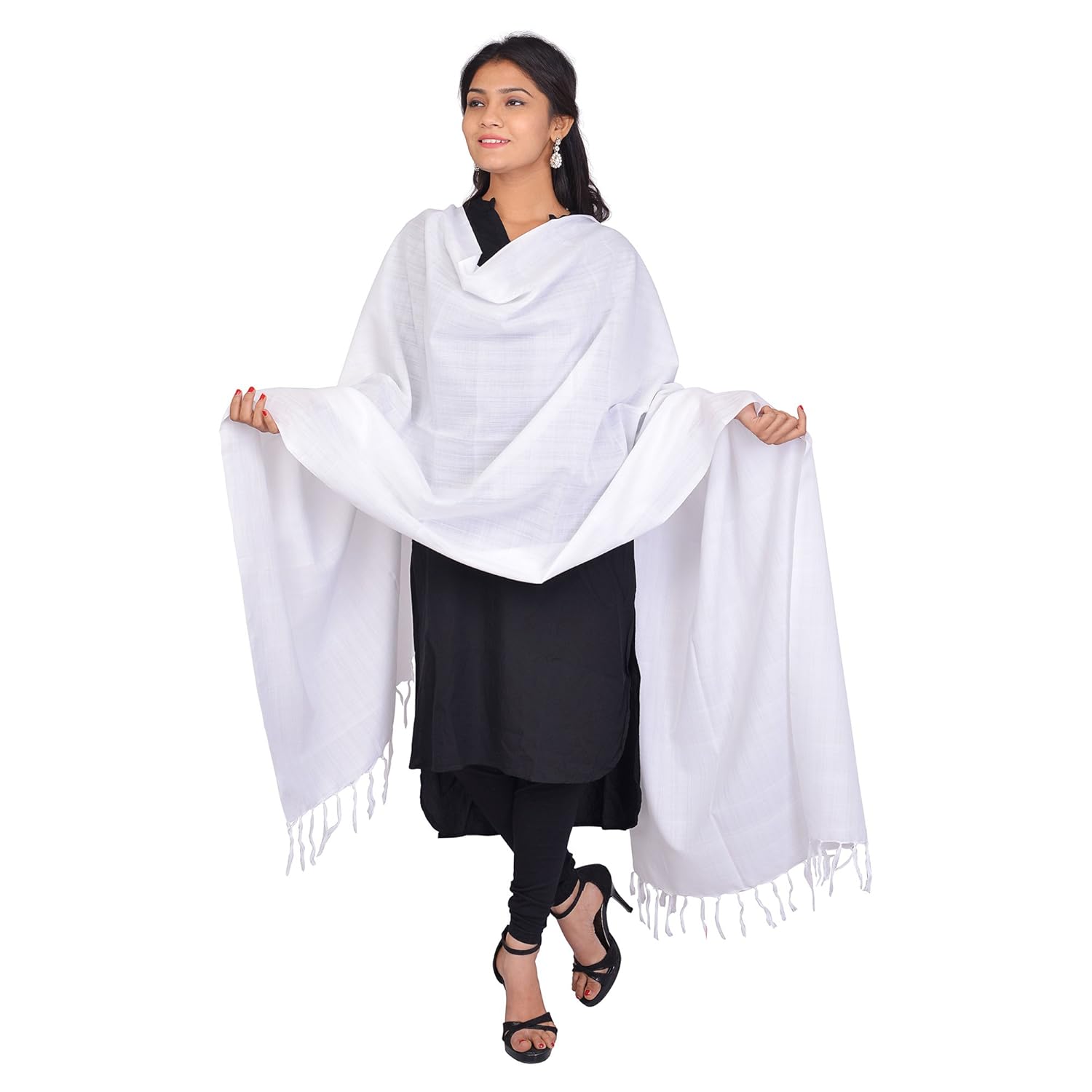 sewa anand women's cotton dupatta (white)