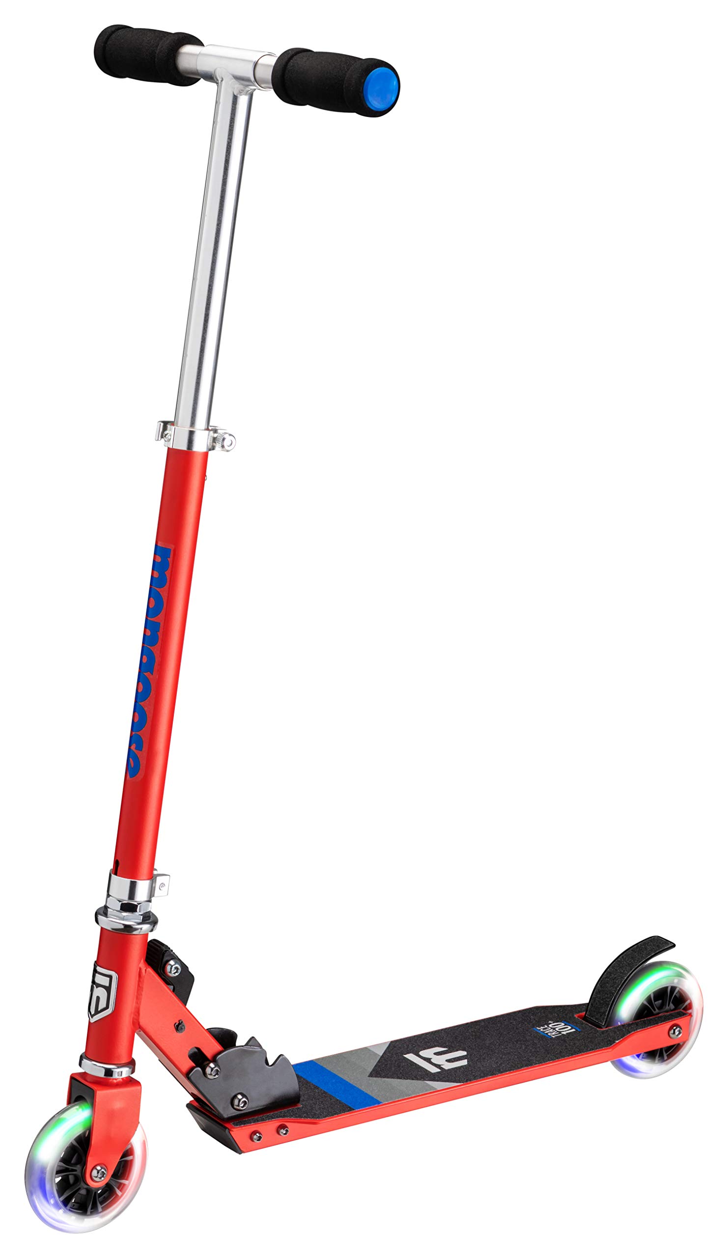 Mongoose Trace Kick Scooter for Youth Adult Boys and Girls, Quick-Release, Lightweight & Easy Folding Scooter, Bike Style Grips, Supports 176 lb Up to 220 lbs