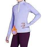 FitsT4 Sports Girls Fleece Long Sleeve Shirts Thumbhole Horse Riding Shirt Kids Equestrain Half Zip Thermal Jacket