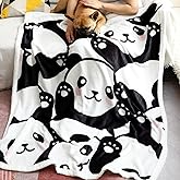 Panda Blanket Super Soft Cozy Blankets Black & White Pandas Stuff Pandabear Gifts for Girls Toddler Adults Flannel Fleece Blanket Lightweight Cute Panda Accessories (Cute Panda, 50x60 Inches)