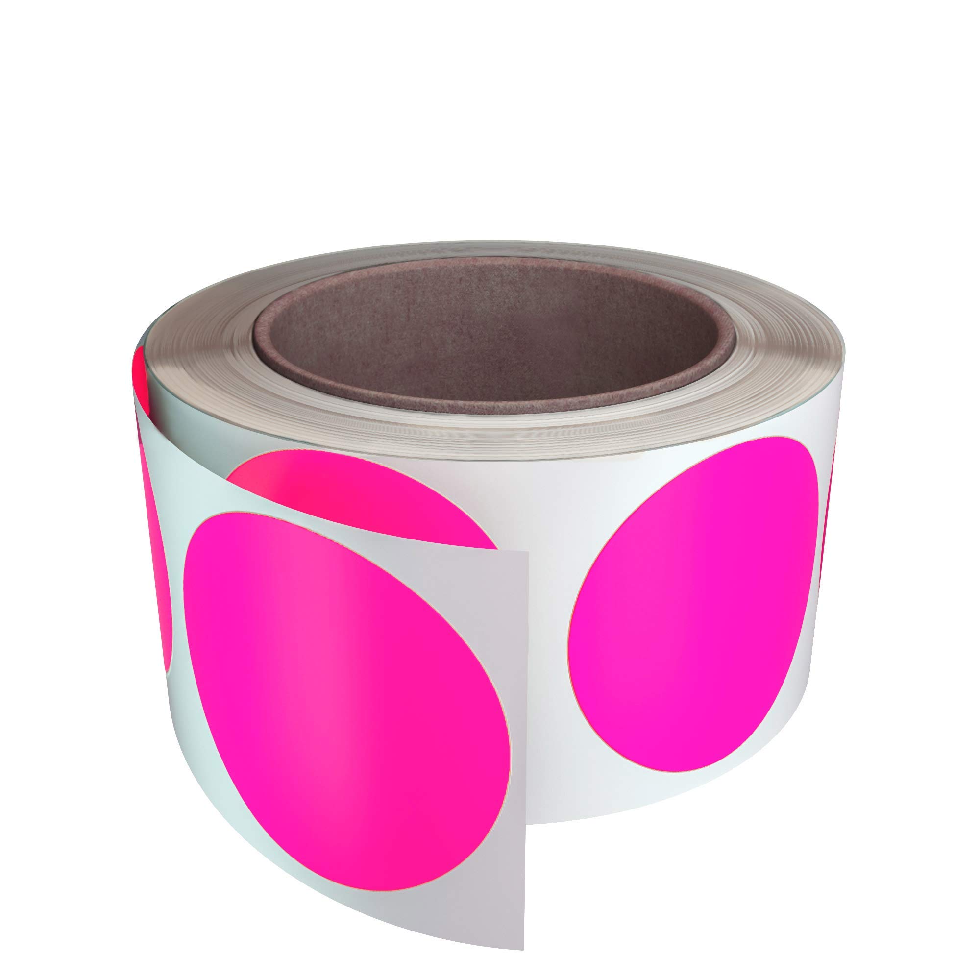 Colored dot Stickers 2 inch - Label roll in neon Pink - 600 Pack by Royal Green