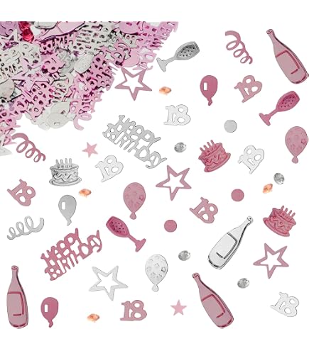 100 Stück Konfetti „Zahl 18“ – Rosa Glitzer, Für 18. Geburtstag, Tischdeko & Kuchendekoration