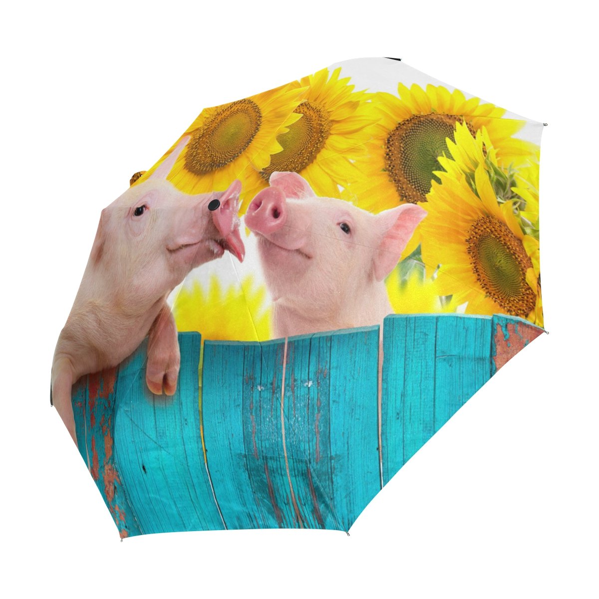 Pig B074p62dj1 3 Umbrella Sunflower Auto Wozo Open Close Funny Folds ゴルフ傘 新作ウエア