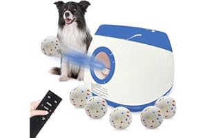SOCO Automatic Ball Launcher for Dogs Large- 3 Distance Settings (40/60/80FT) w/Remote Control | 2.5" ETPU Tennis Balls | Indoor/Outdoor Dog Toy | 6 Balls & Quick Charge Included