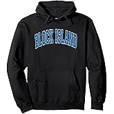 Block Island Arched Blue Text Pullover Hoodie