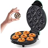 Dash Express Mini Donut Maker, 7 Donuts, Aqua | Electric Doughnut Machine for Kids &amp; Families, Nonstick, No Deep Frying, Homemade Breakfast, Snacks, Party Treats &amp; Gifts