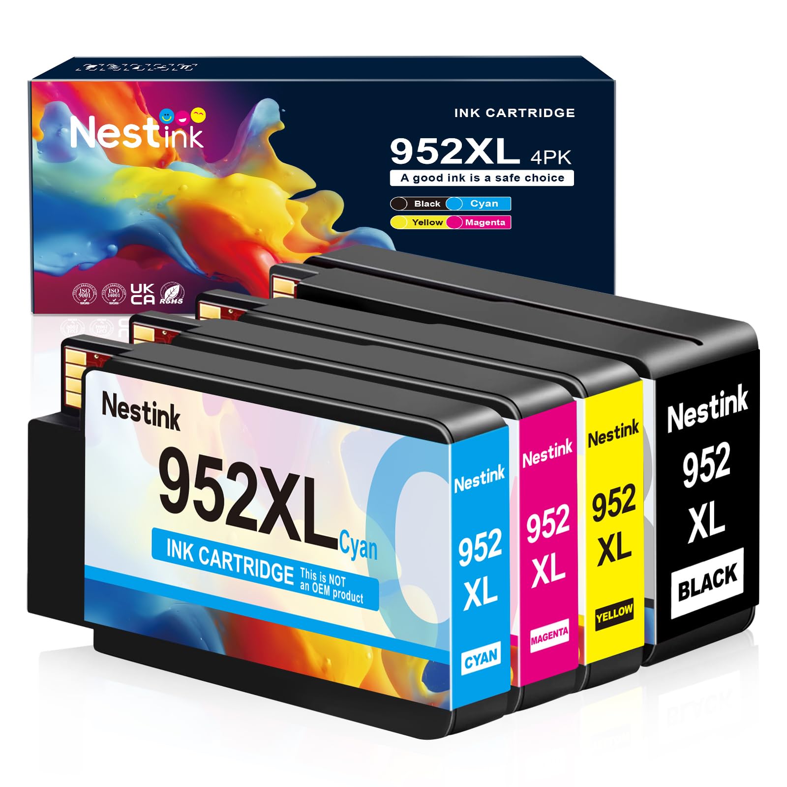 Photo 1 of 952XL Ink Cartridges Combo Pack Latest Upgrade Replacement for HP 952XL Ink Cartridges Combo Pack 952 XL for Officejet Pro 8710 8702 7720 7740 8700 8715 8210 OfficeJet 8702 Printers (4 Pack, B/C/M/Y)