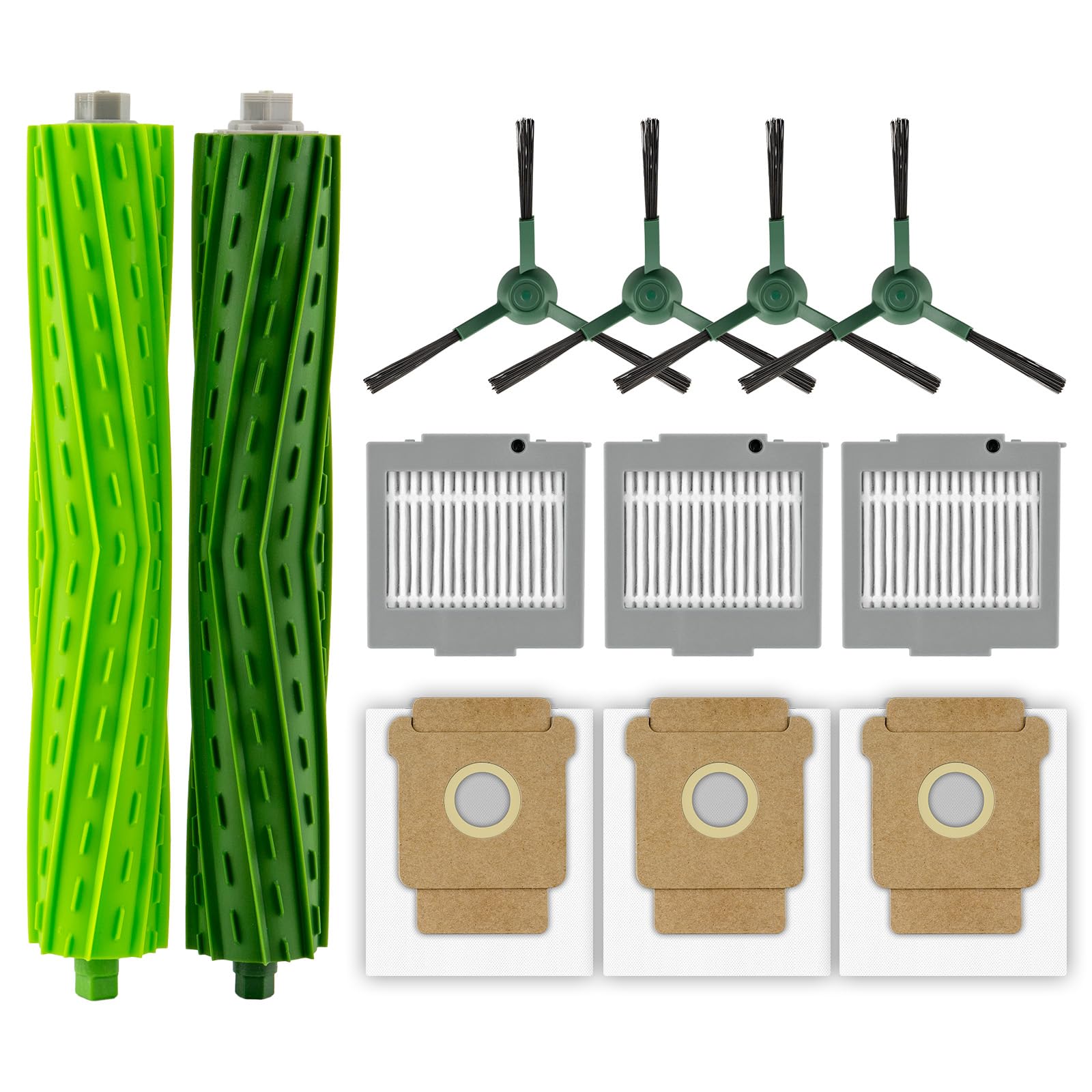 Photo 1 of (12 Pack) Max 705 Vac Replacement Parts Compatible with iRobot Max 705 Vac/Plus 504 Vac Robot Vacuum, 2 Roller Brushes, 4 Side Brushes, 3 HEPA Filters, 3 Dust Bags, Accessories Kit