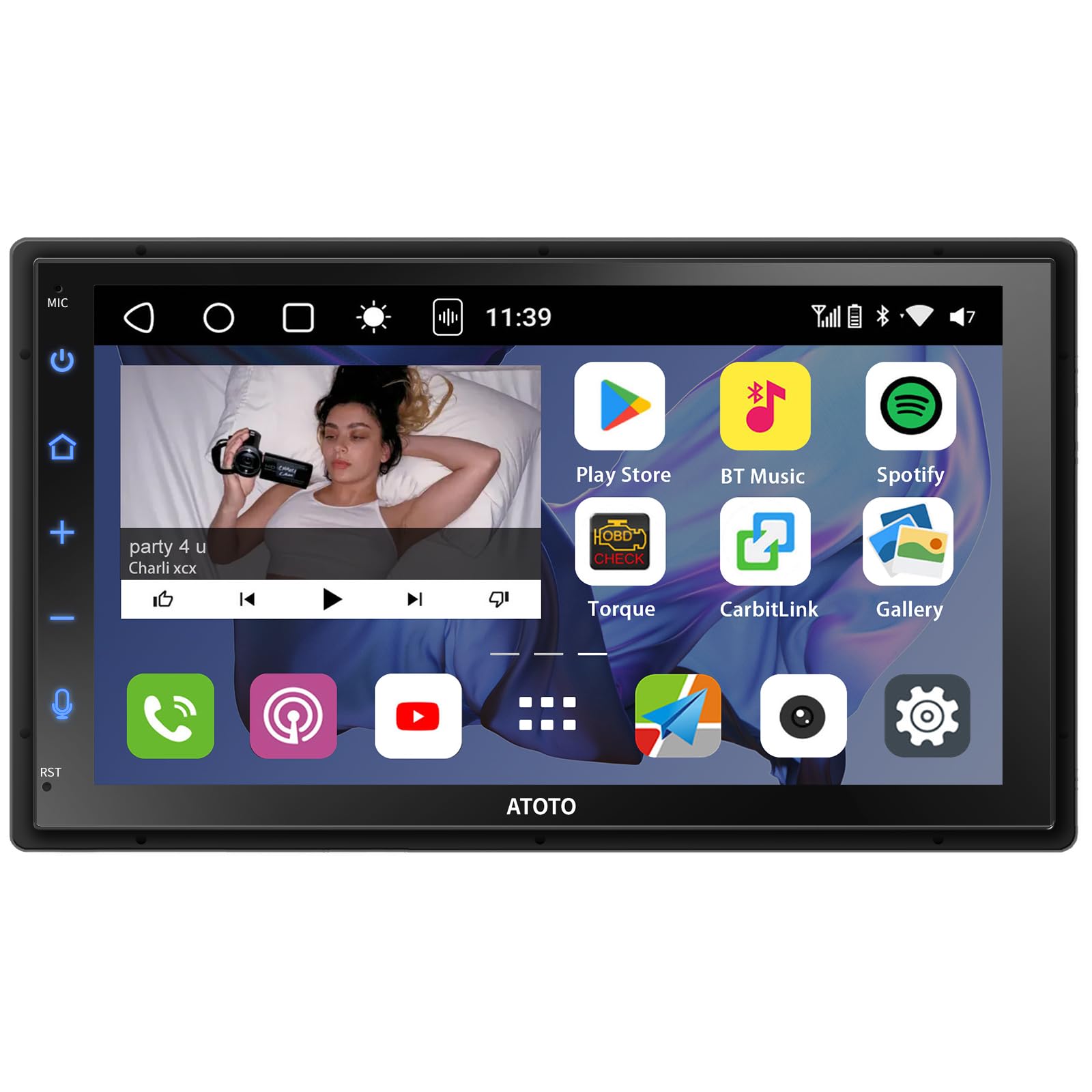 Photo 1 of ATOTO S8 Android Double Din Car Stereo, Wireless CarPlay & Android Auto, Built-in 4G LTE, Dual Bluetooth, Live Rear View, 7" QLED Touchscreen, Chat-AI, 4G+32G, GPS Navigation, S8G2B74MS
