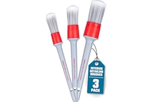 Chemical Guys All in the Details Interior Detailing Brush Set - 3-Piece Soft & Durable Car Detailing Brushes for Vents, Consoles, Buttons, Trim & Hard-to-Reach Areas in Cars, Trucks, SUVs & RVs