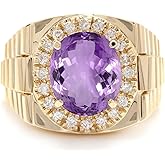 Verehren 3ct Mens Gemstone Ring 10K 14K 18K Real Gold Oval Cut Gemstone Ring for Men Engagement Anniversary Promise Rings for Husband Dad Boyfriend Father’s Day Valentine's Day Gift