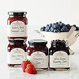 Stonewall Kitchen Favorite 4 Piece Jam Collection Includes Raspberry Peach Champagne Jam, Strawberry Jam, Wild Maine Blueberry Jam and Sour Cherry Jam