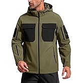 FREE SOLDIER Men's Waterproof Softshell Jacket Fleece Lined Outdoor Jacket Tactical Military Hoodie Windbreaker