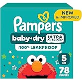 Pampers Diapers - Baby Dry - Size 5, 78 Count, Absorbent Disposable Infant Diaper (Packaging May Vary)