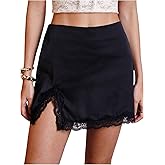 Floerns Women's Plus Size Elegant High Waisted Mini Skirt Lace Split Party Dressy Casual Skirt